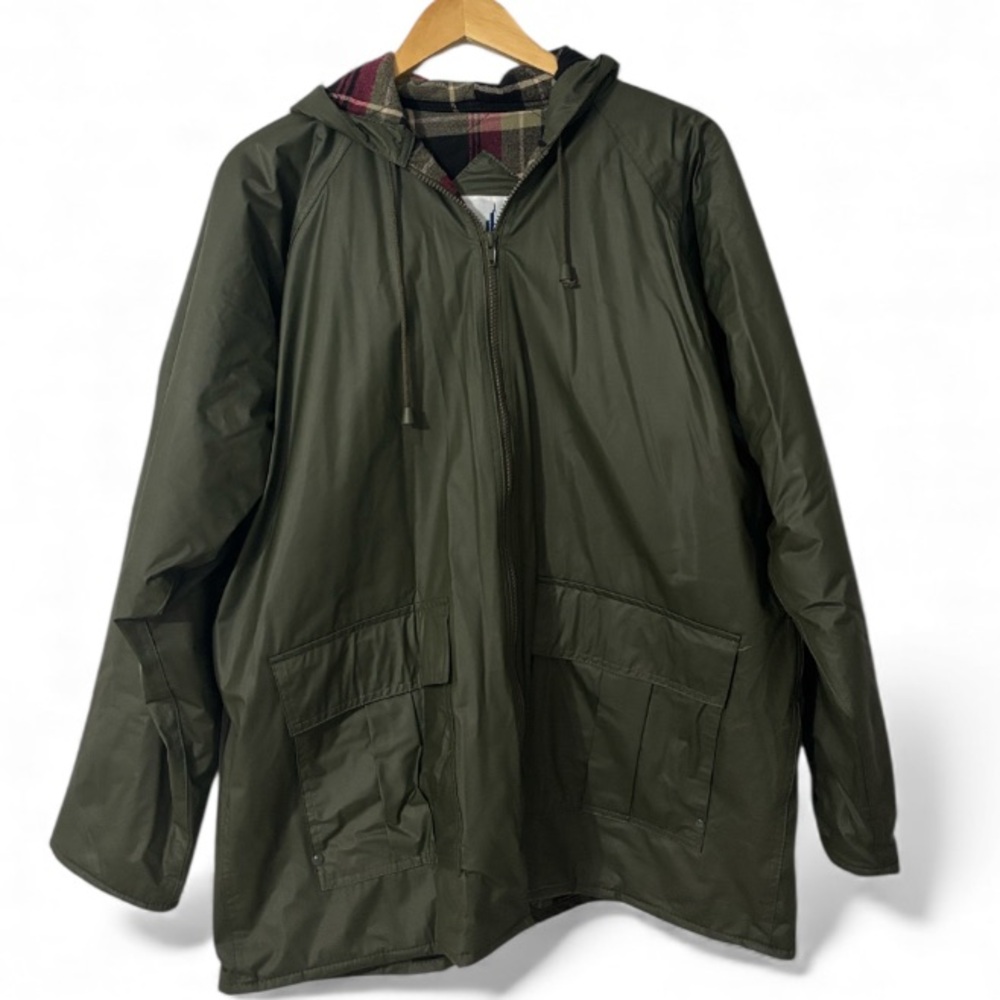 Misty Harbor Original Rain Coat Green Lined Hooded Insulated‎ Men’s  Jacket Sz L
